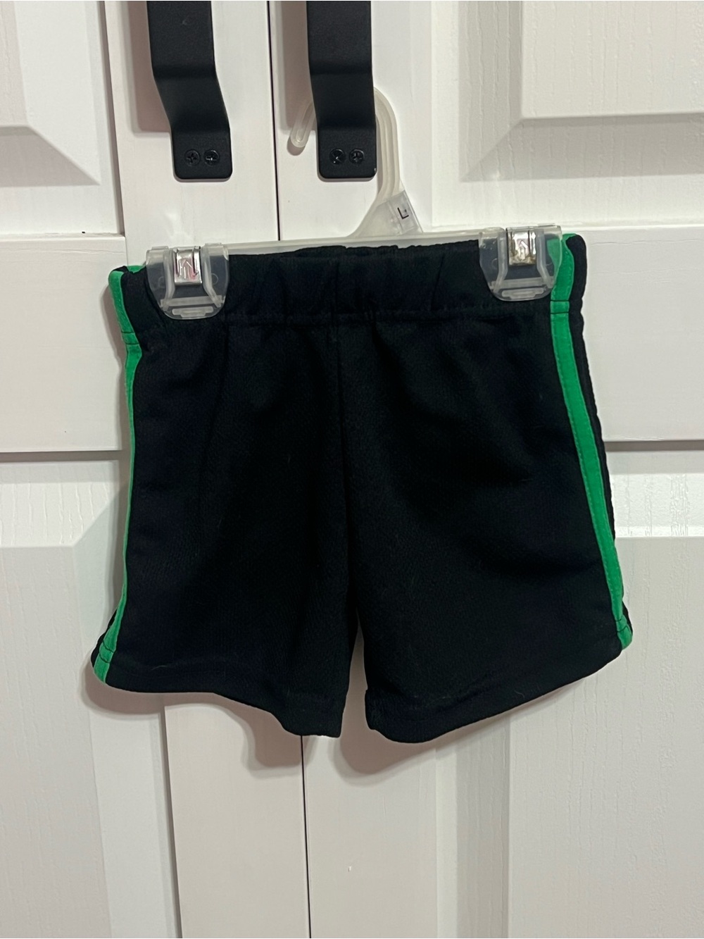 Swiggles Black Shorts with Green Side Stripe